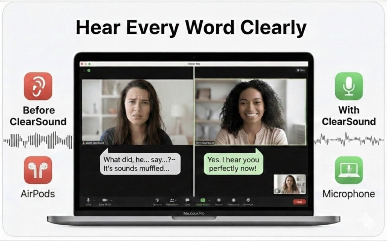 Video call before and after ClearSound