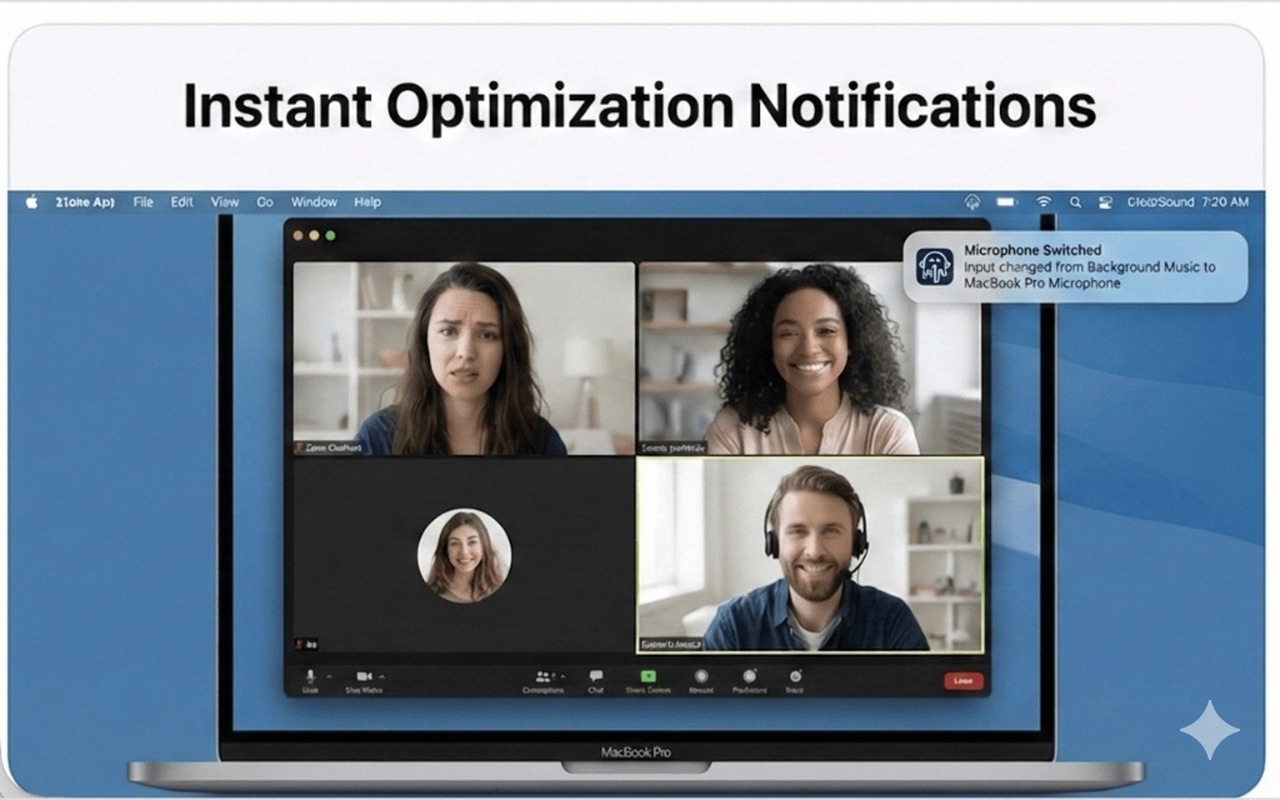 Notification when the microphone is switched