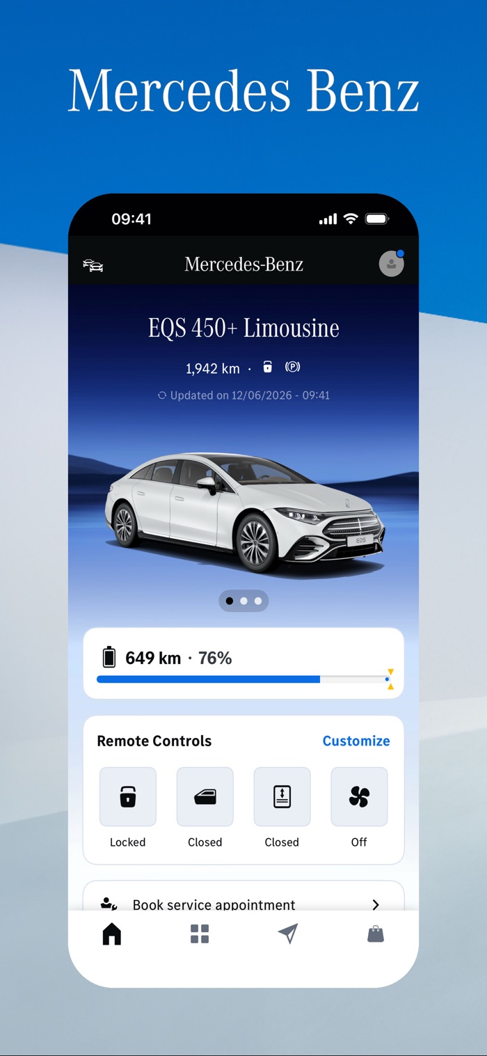 Vehicle dashboard with range and remote controls