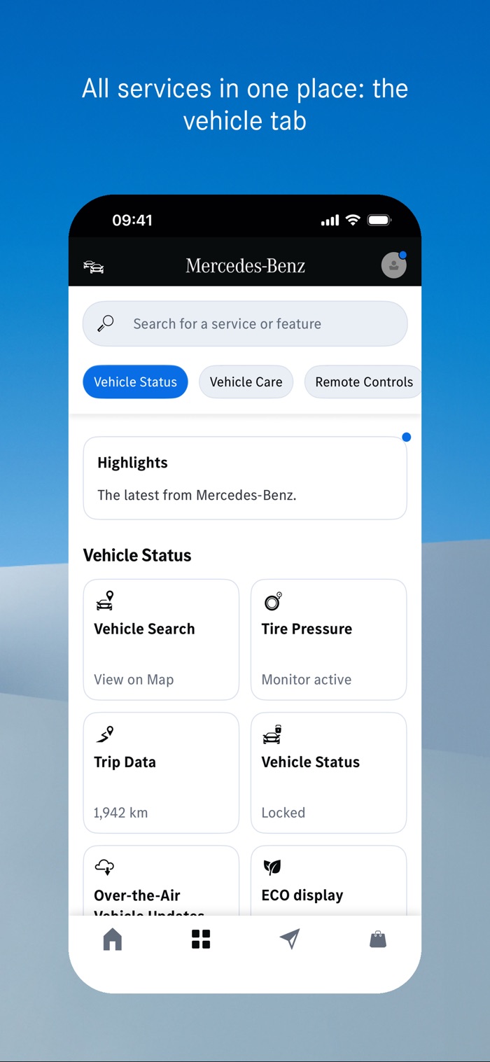 Vehicle tab with all services