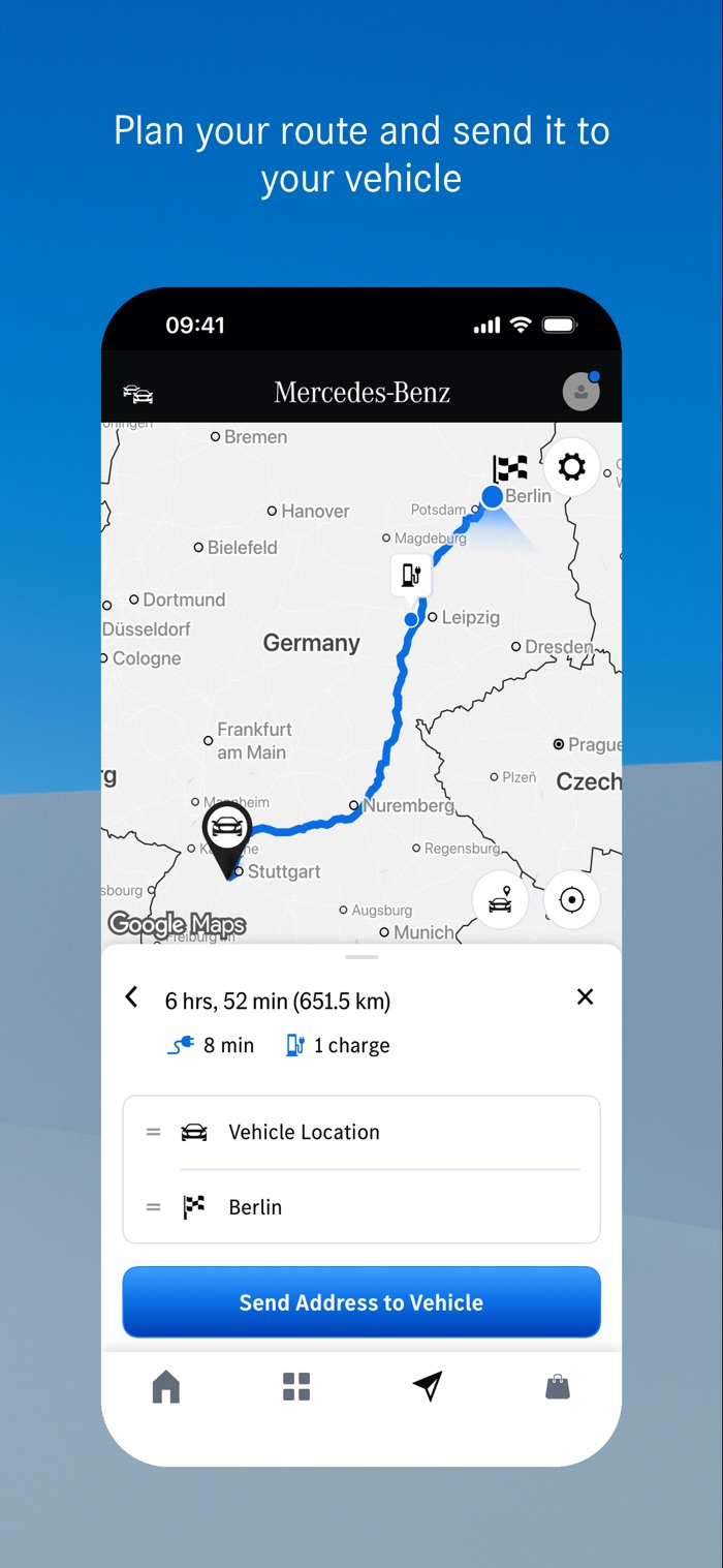 Planning a route and sending it to the car