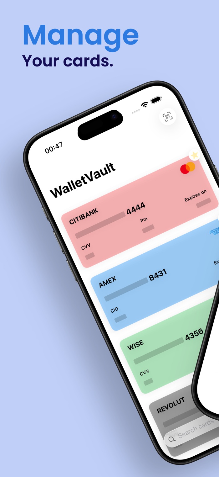 Card list showing saved bank cards