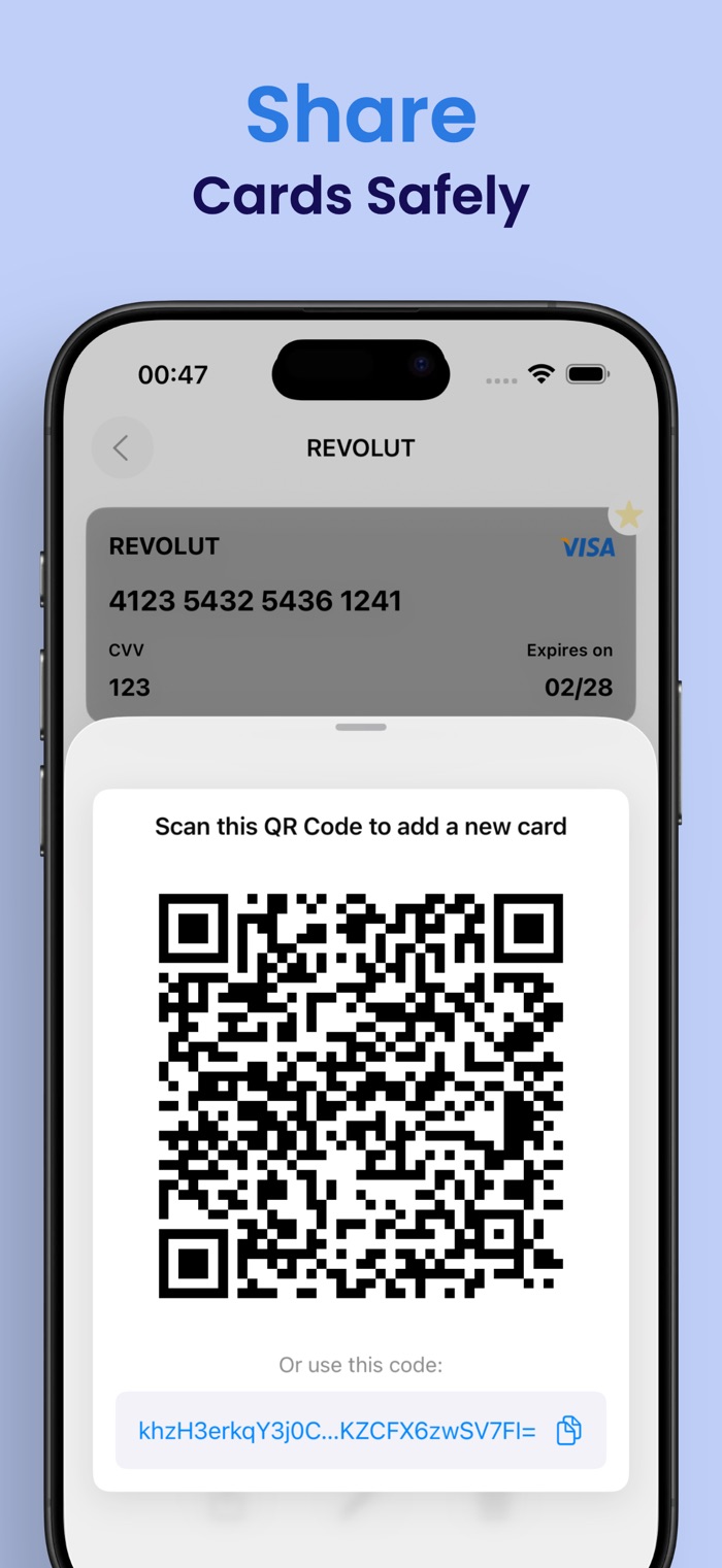 Sharing a card with a QR code